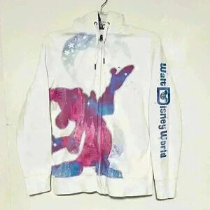 Disney Parks Womens Hoodie Sweatshirt Size M White Resort Fantasia Magic Mickey